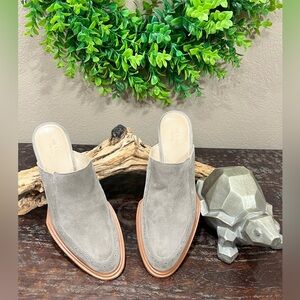 RAG & BONE SLIDE-ON MULE SUEDE BOOTS w/STUDDED EMBELLISHMENT & SLIGHT HEEL